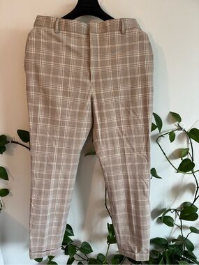 Taupe Plaid Tailored Chinos